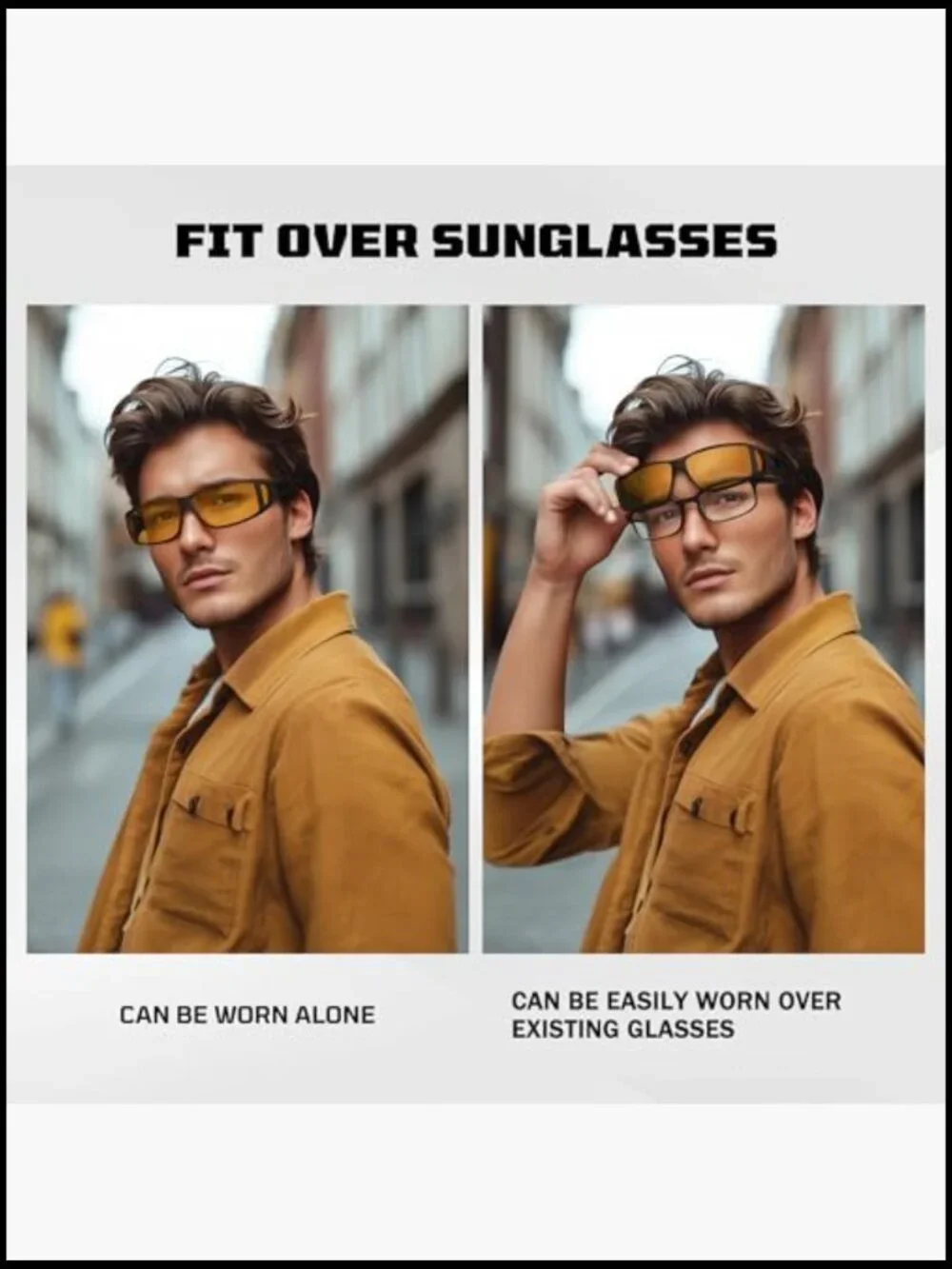 Night Driving Glasses Fit Over Glasses Polarized HD Lens TR90 Frame